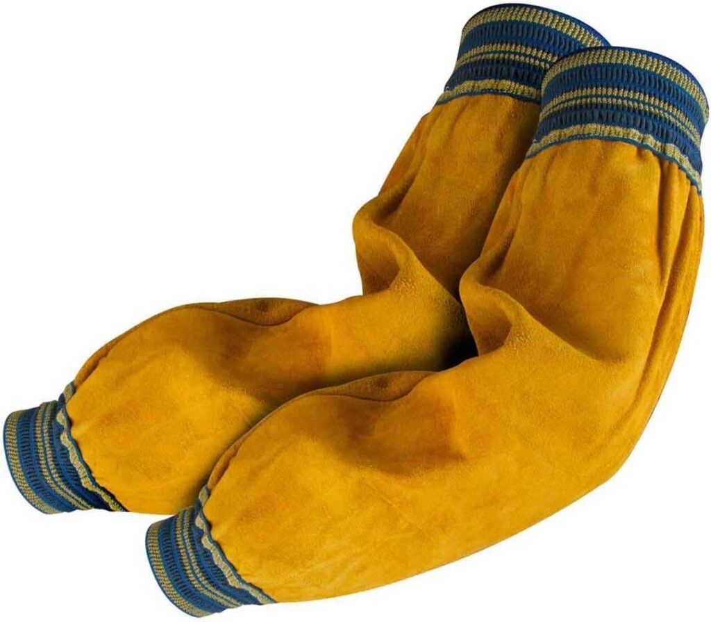 thumbnail image 2 of Leather Welding Work Sleeves Heat Flame-Resistant Arm Protection For 2 of 13